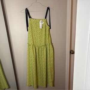 Topshop Yellow Floral Midi Dress with Black Straps